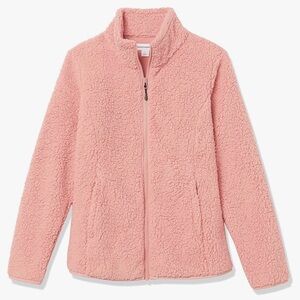 Full zip pink sherpa fleece